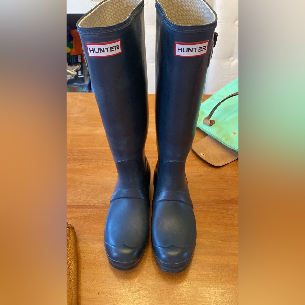 Navy Hunter Boots Size 9